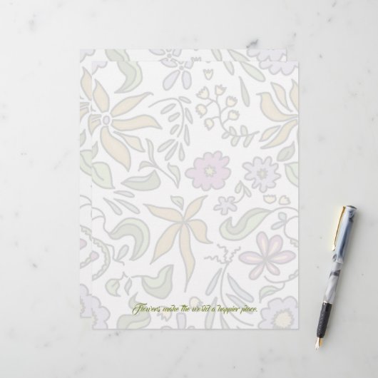 Floral Art Blank Scrapbook Paper レターヘッド (正面/裏面インサイチュ)