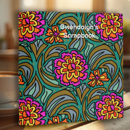 Floral Art Custom Scrapbook Binder, Large