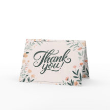 Floral Art Deco Retro Wedding Thank You Card