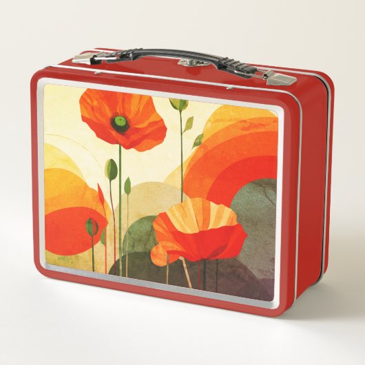 Floral Art Lunch Box – Colorful Poppy Design メタルランチボックス (裏面)