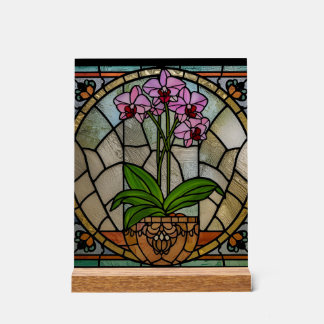 Floral Art Nouveau Acrylic Stained Glass Wall Art  アクリルサイン