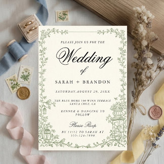 Floral Art Nouveau–Inspired Wedding Stationery 招待状