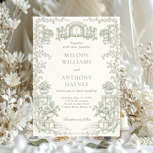 Floral Art Nouveau–Inspired Wedding Stationery 招待状