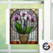 Floral Art Nouveau Stained Glass  ウィンドウサイン (ホーム)