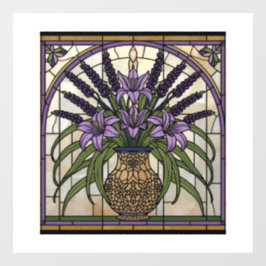 Floral Art Nouveau Stained Glass  ウィンドウサイン