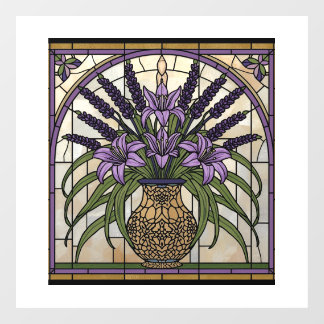 Floral Art Nouveau Stained Glass  ウィンドウサイン