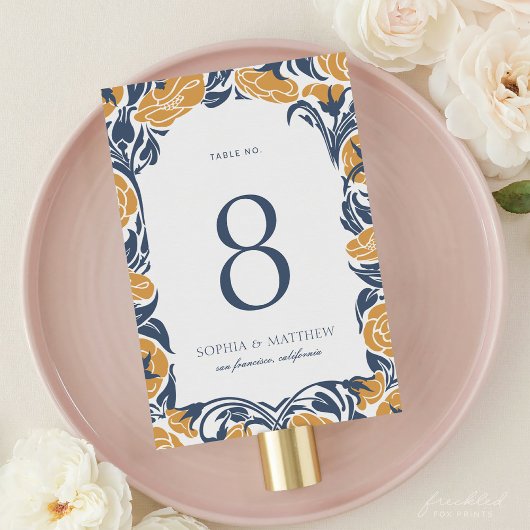 Floral Art Nouveau Table Number Card テーブルナンバー