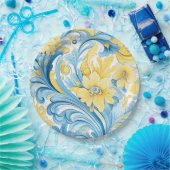 Floral art pattern ペーパープレート (パーティー)