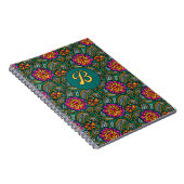 Floral Art Pattern Custom Initial Notebook ノートブック (右側)