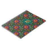 Floral Art Pattern Custom Initial Notebook ノートブック (左側)