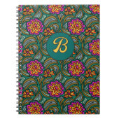Floral Art Pattern Custom Initial Notebook ノートブック (正面)