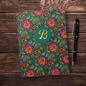 Floral Art Pattern Custom Initial Notebook ノートブック