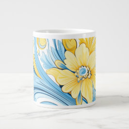 Floral art pattern Extra-Large Mug ジャンボコーヒーマグカップ