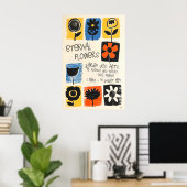 Floral Art Print Abstract Botanical Poster, Nice ポスター (ホームオフィス)