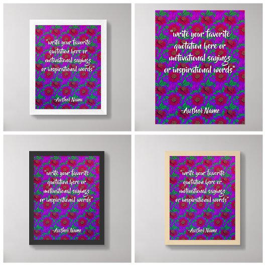 (Floral Art / Red Flowers) Create Your Own Quote ポスター