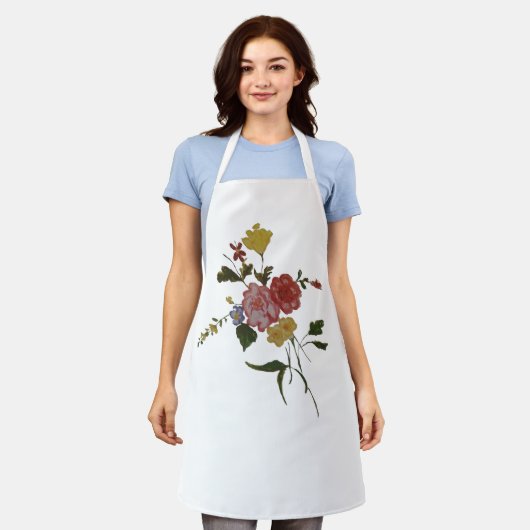  Floral Artwork Japanese Flower エプロン (着用した状態)