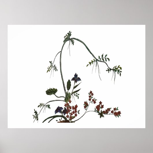 Floral Artwork Japanese Flower ポスター (正面)