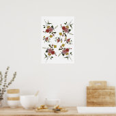  Floral Artwork Japanese Flower ポスター (キッチン)