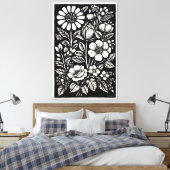 Floral artwork woodblock キャンバスプリント (インサイチュ (寝室))