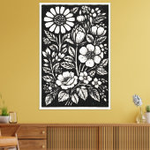 Floral artwork woodblock キャンバスプリント (インサイチュ (リビング))