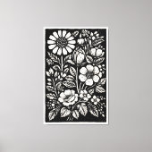 Floral artwork woodblock キャンバスプリント (正面)