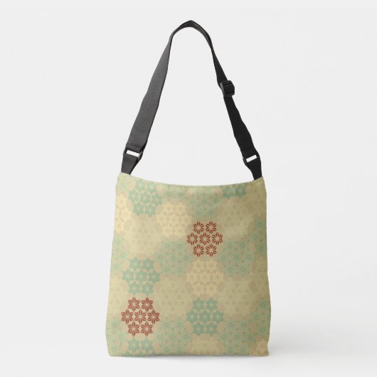 Floral (Asanoha) Pattern Gold クロスボディバッグ (正面)