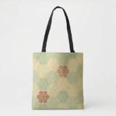 Floral (Asanoha) Pattern Gold トートバッグ (正面)
