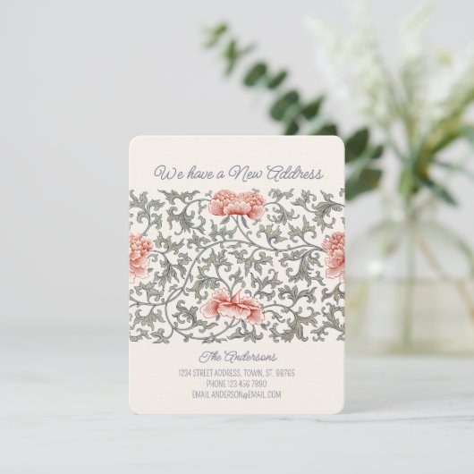 Floral Asian William Morris style CC1289 Moving 案内状 (スタンド正面)