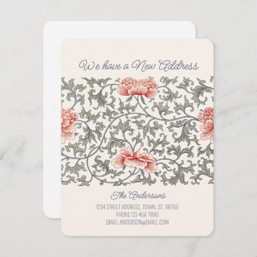 Floral Asian William Morris style CC1289 Moving 案内状 (正面/裏面)