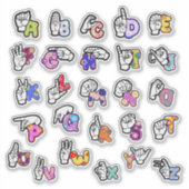 Floral ASL Alphabet Sticker シール (正面)