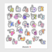 Floral ASL Alphabet Sticker シール (シート)