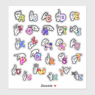 Floral ASL Alphabet Sticker シール