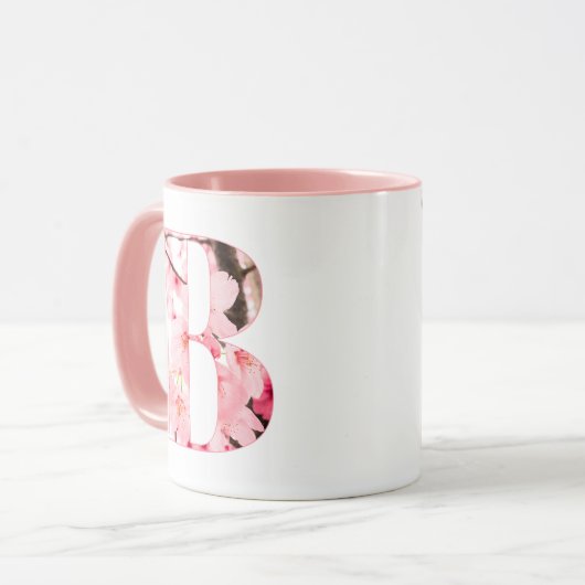 Floral B Initial Mug | Personalized Name & Traits マグカップ (正面左)