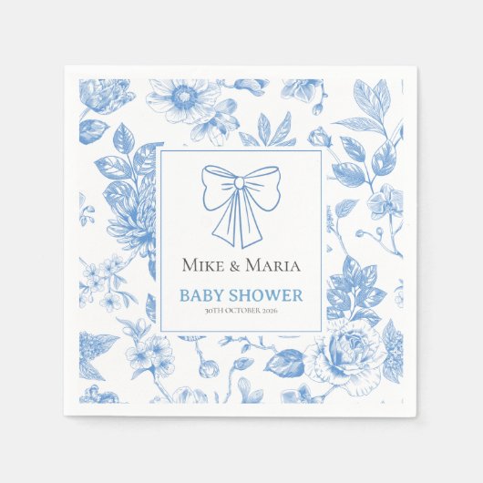 Floral baby boy baby shower Paper Napkin スタンダードカクテルナプキン (正面)
