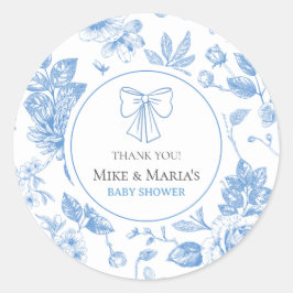 Floral baby boy baby shower Sticker ラウンドシール