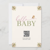 Floral Baby Clothesline Hello Baby Baby Shower 招待状 (裏面)