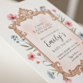Floral Baby Girl Shower Invitation Frame 招待状