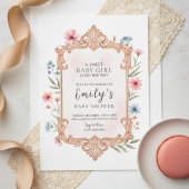 Floral Baby Girl Shower Invitation Frame 招待状