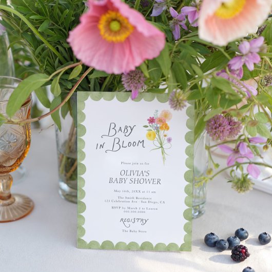 Floral Baby in Bloom Baby Shower 招待状