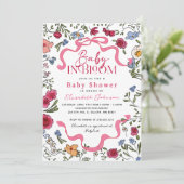 Floral Baby in Bloom Baby Shower 招待状 (スタンド正面)