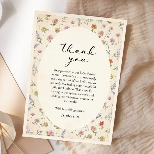 Floral Baby In Bloom Thank You Card