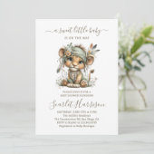 Floral baby lion Baby Shower Invitation 招待状 (スタンド正面)