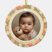 Floral Baby’s First Christmas Custom Ornament セラミックオーナメント (正面)