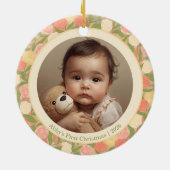 Floral Baby’s First Christmas Custom Ornament セラミックオーナメント (裏面)