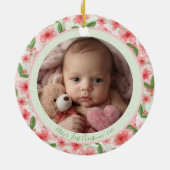 Floral Baby’s First Christmas Ornament – Add Name  セラミックオーナメント (裏面)