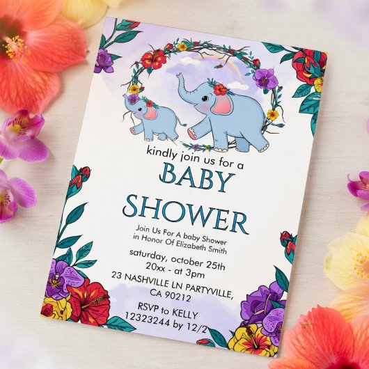  Floral Baby Shower Invitation 2026 招待状