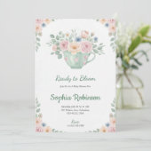 Floral baby shower Invitation card design 招待状 (スタンド正面)