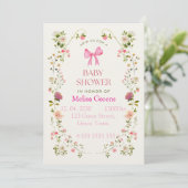 Floral Baby Shower Invitation | Soft Pink waterco 招待状 (スタンド正面)