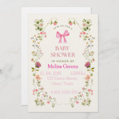 Floral Baby Shower Invitation | Soft Pink waterco 招待状 (正面/裏面)