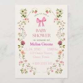 Floral Baby Shower Invitation | Soft Pink waterco 招待状